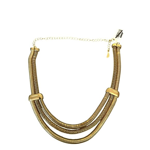 Free People Gold Color 3 Strand Necklace NEW - Picture 1 of 3
